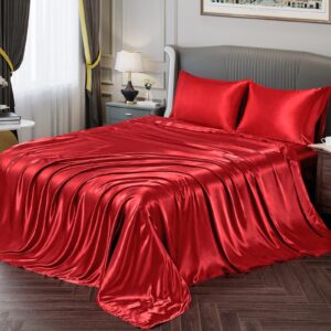 Red Satin Bedding with Elegant Décor