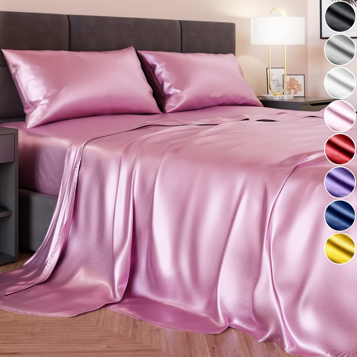 Pink Satin Bedding with Color Options