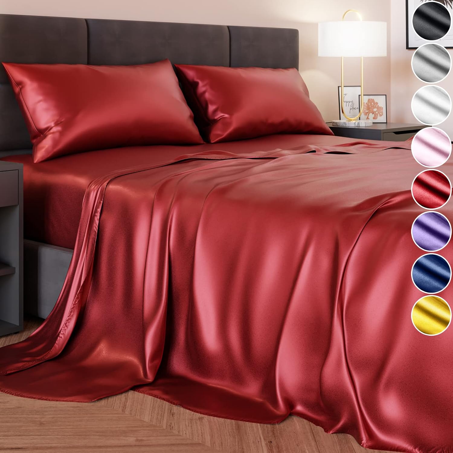 Deep Red Satin Bedding